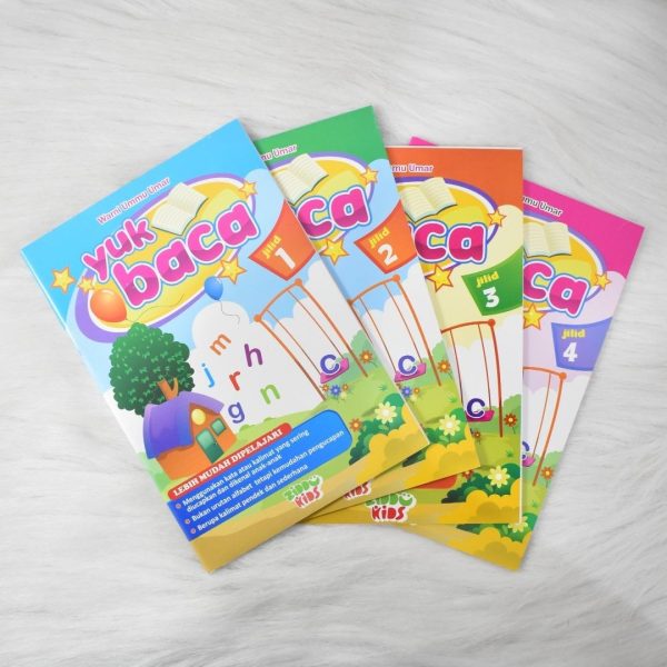 [PAKET LENGKAP] Buku Belajar Membaca Anak TK Yuk Baca Jilid 1-4 Metode Mudah Usia Pra-Sekolah SD Warni Ummu Umar Ziddu Kids Ukuran 14x20.5 cm
