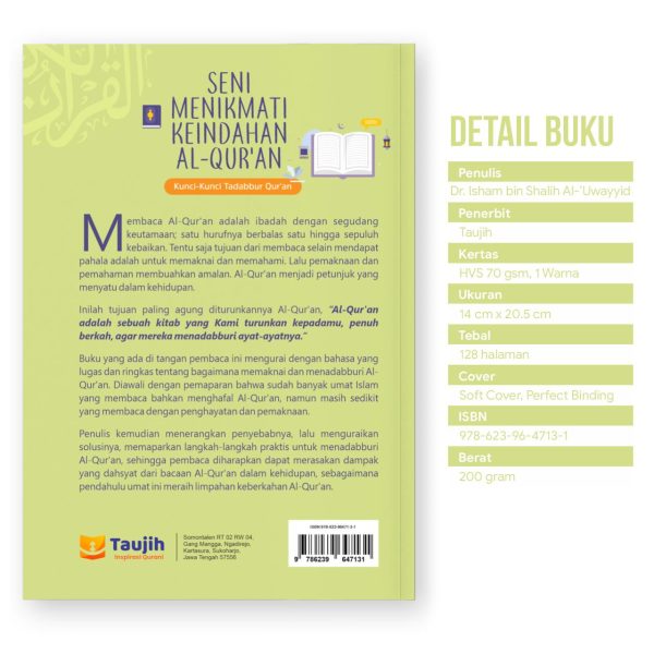 Seni Menikmati keindahan Alquran; Kunci-kunci Tadabbur Quran - Dr Isham bin Shalih Al-'Uwayyid - Buku Renungan - Soft Cover - Taujih - Edisi Reguler Al Quran, foto 2