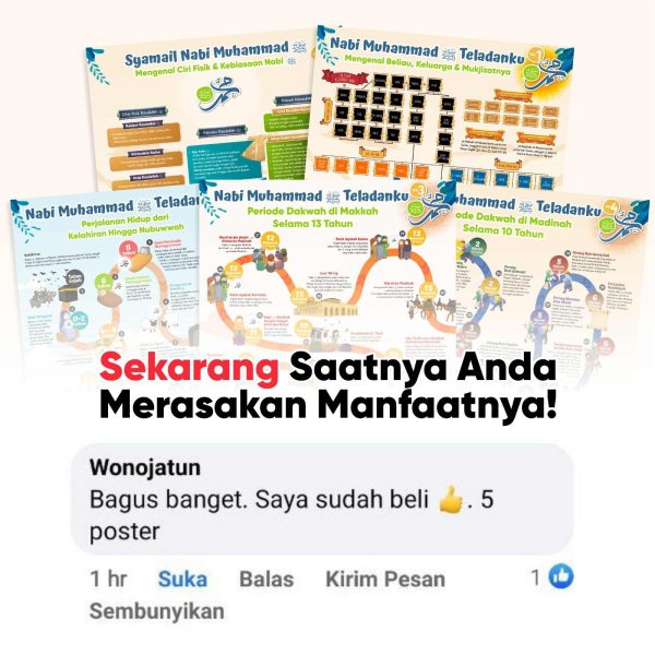 PAKET Poster Belajar Anak Untuk PAUD TK SD Peraga Edukasi Mengenal Nabi Muhammad Jumbo A2 42x59.4 cm Full Color Glossy Tahan Air, foto 5